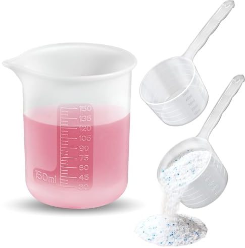 ecooe tvättmedel doseringshjälp 150 ml + 2 stycken mätskopor för tvättmedel 50 ml