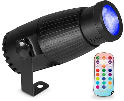 BeamZ PSZ18W LED Pinspot – 18W RGBW Punktstrahler für Discokugel – LED Spotlight mit Zoom & Fernbedienung – Effektstrahler für Disco Licht
