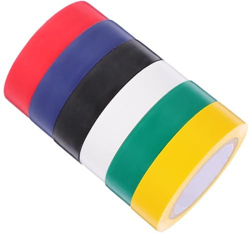 DEARMAMY 6 rollos Cinta Aislante Eléctrica de Colores Resistente la Humedad para Interiores Uso Cables Automoción y Bricolaje