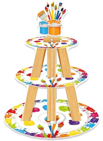 Fuwraixis Alzata per torte Arte dei graffiti, Torre di dolci a tre livelli, Decorazione di torte a tema pittura, Adatto per decorazioni di feste di compleanno per bambini e adulti