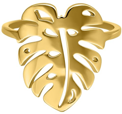 Wildcat Ring - Monstera Leaf Ring - Gold, 18,0 mm - Chirurgenstahl 316L - wasserfest, langlebig, hautverträglich