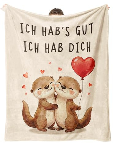 Juratar Jahrestag Geschenk für Ihn Sie - Personalisierte Otter Kuscheldecke | Ich Liebe Dich Geschenke für Männer Frauen, Geschenk für Paar Zum Hochzeit oder Valentinstag 157x132 cm