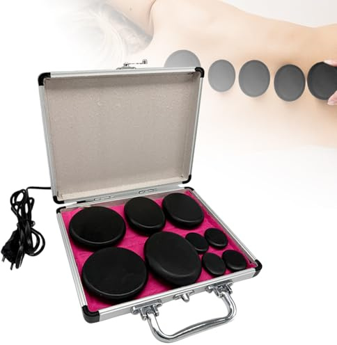 Hot Stone Set di 9 pietre massaggianti in basalto, pietre laviche, portatili, adatte per trattamenti SPA, massaggiatori e relax, massaggiatori termici