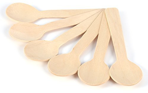 Löffel aus Holz recycelbar Einweg Löffel Teeglas Eiscreme Geschirr Dessert Kaffee 10 * 3 cm, 200Pcs