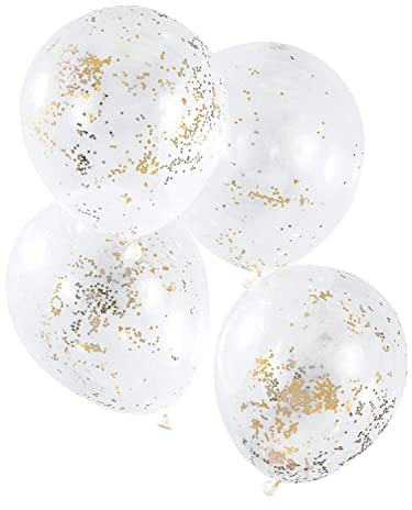 Ginger Ray Goldene Glitzer-Konfetti-Party-Luftballons für Weihnachten, Neujahr, 5 Stück