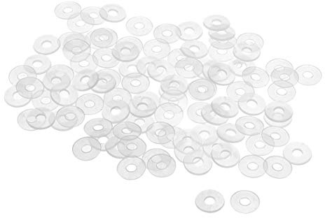 sourcing map 100Stk Flache Unterlegscheibe Nylon M3,5 Dichtung 11mm AD 3,5mm ID 1mm Dicke Klar für Wasserhahn Rohr Wasserschlauch Isolierung Schrauben