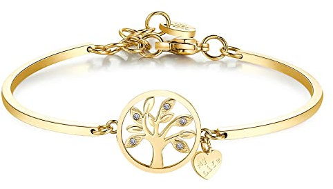 Brosway Bracciale Donna, Bracciale Rigido in Acciaio e Cristalli con Simbolo Albero Della Vita | Collezione Chakra - BHK400