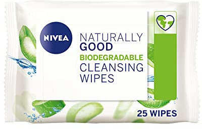 NIVEA Biodegradable Naturally Good Wipes (25 Wipes), Biodegradable Wipes Made from 100% Plant Fibres, Natural Make-Up Wipes, Face Wipes Makeup Remover