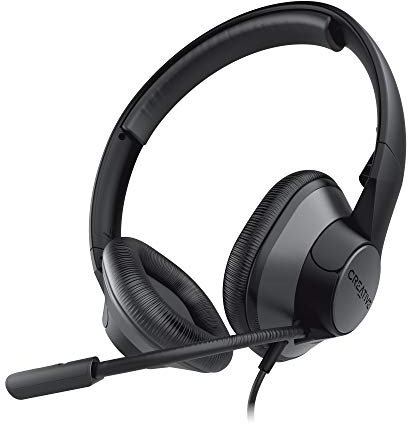 Creative HS-720 V2 USB digitalt ljud on-ear headset med brusreducerande kondensor boom mikrofon, inline Mic mute/samtal/volymkontroll och mikrofonövervakningsfunktion, enkel plug-in och spela upp för videosamtal