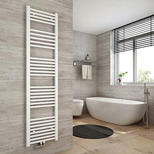 Heilmetz Handtuchtrockner 40 x 160 cm Badheizkörper Mittelanschluss Heizkörper Bad Handtuchwärmer Handtuchheizkörper Weiß Gerade