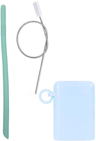 Onlineforu lTD Pajita plegable reutilizable azul/cian