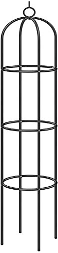 DIVCHI Steel Garden Obelisk Climbing Plant Support 1.9m Black Cylindrical Weather-Proof (Climbing Plant Not Included)