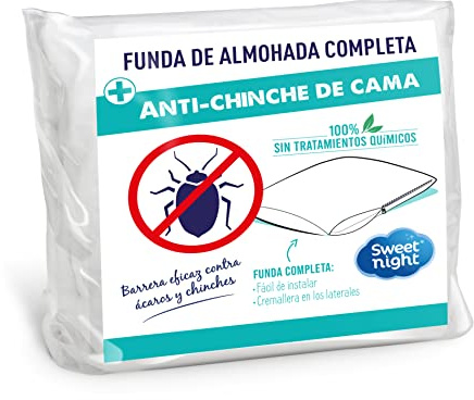 Sweetnight Protectore de almohada 50x70 cm, Anti-Chinches y Anti-ácaros, Silencioso, Cremallera, Sin tratamiento químico