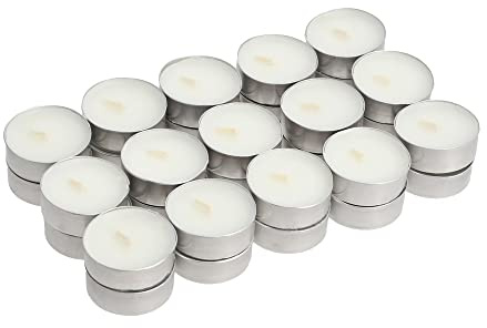 30 x Velas de Té Blancas Individuales Sin Fragancia - Candelitas sin Olor 39 mm Diámetro - Ideal Calientaplatos, Decoración, Ambientación, Quemador de Esencias