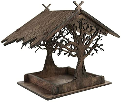 Hanging Bird Feeder Wooden Birdhouse Hanging Nesting Feeding Station for Bird Animals for Garden Yard Outdoor Decoration