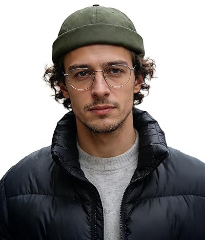 Clakllie Cotton Docker Cap Seemannsmütze Hafenmütze Original Dockermütze Herren Sommer Brimless Hat Kopfbedeckung Seemannskappe Ohne Schirm Rolled Cuff Harbour Hat Unisex