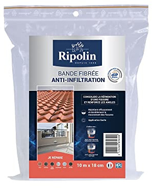 Ripolin - Bande Fibrée Anti-Infiltration - Consolidation des Fissures - Tous Supports - 10 m x 18 cm, 648103