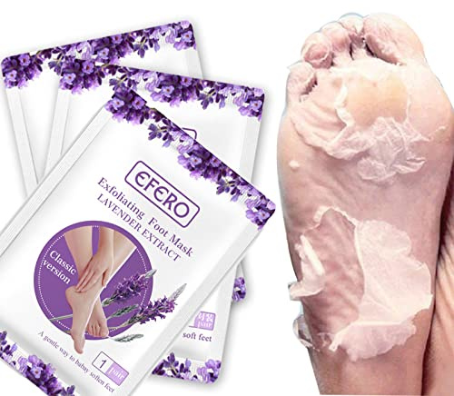 Foot Peel Mask, 3 Pairs Lavender Foot Mask, Cracked Heel Repair, Feet Peeling Socks, Foot Care Moisturising Socks, Hard Skin Remover, Pedicure Sets For Feet, Fits for Women and Men