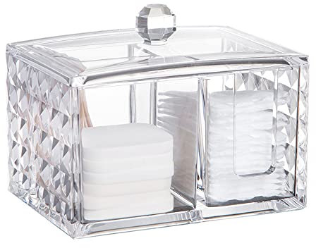 Contenitore per Dischetti Di Cotone, Contenitori per Cotton Fioc, Organizer Bagno Con Coperchio, Set Organizer per Make Up, per Tamponi di Cotone e Cotton Fioc, Utilizzato in Camera da Letto