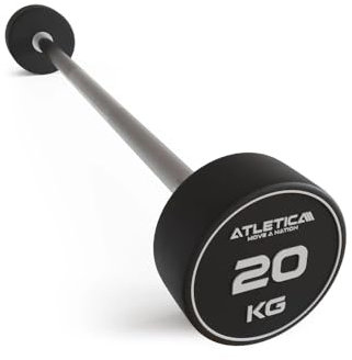 ATLETICA Langhantel | Kompakt | Premium Design und Qualität | Edel, robust und geruchsfrei | 90 cm Innenmaß | Ø 32-34 mm | Einzeln | 10 bis 50 kg | Größe 20 kg