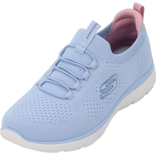 Skechers Summits Top Player, Scarpe da Ginnastica Donna, Light Blue Knit Multi Trim, 39 EU
