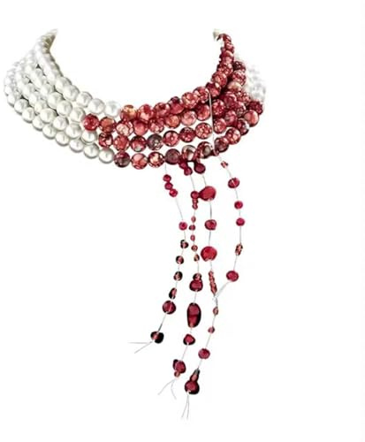 SHOWHEEL Halloween girocolli sanguinanti,Collana di perle sanguinanti,Collane di Goccia di Sangue di Halloween,Collana gocciolante,collana girocollo per feste di Halloween,Cosplay girocollo
