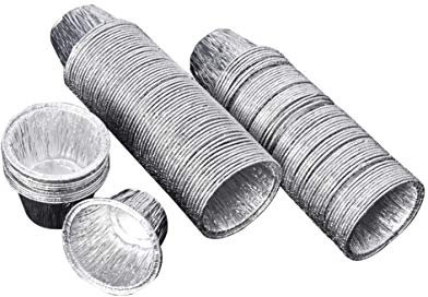 OQHAIR Stampini circolari 100 Pezzi Stampi per crostate per Uova USA e Getta Mini tortiere per crostate Stampi per Muffin in Alluminio Foglio di Alluminio Stampi per Muffin per Cupcake Ba