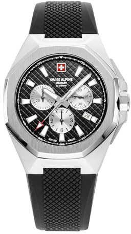 swiss alpine military Herren Uhr Chronograph Analog Quarz 7005.9 Silikon