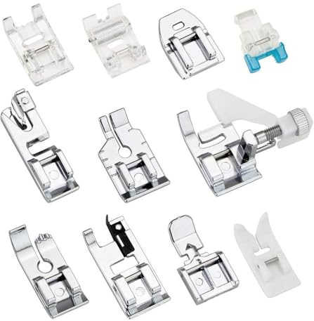 11Pcs Presser Feet, Sewing Machine Presser Foot Set Walking Foot Kit Spare Parts Sewing Machine Accessories for Most Sewing Machine