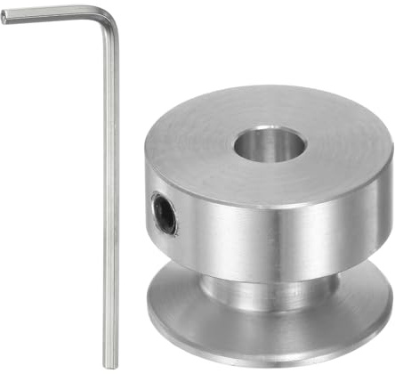sourcing map enkelspår remskiva 5 mm fast hål 20 mm ytterdiameter aluminiumlegering med sexkantsnyckel för borrmaskin 6 mm PU-rund rem