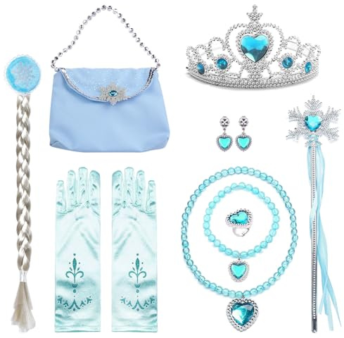 DKDDSSS 9 Stück Prinzessin Kostüme Zubehör, Mädchen Dress up Zubehör, Karneval Kostüm Kinder, Faschingskostüme Kinder Prinzessin, für Cosplay Karneval Halloween Party Verkleiden