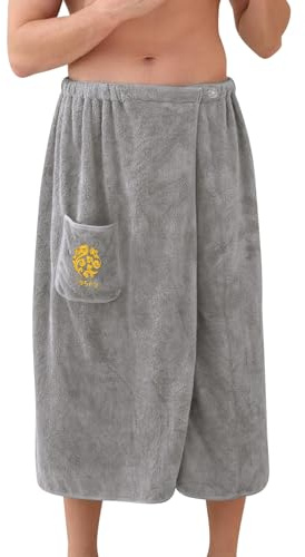 JIAHG Saunakilt Herren, verstellbar Saunahandtuch Duschtuch mit Druckknöpfe, Große Schnelltrockend Saunatuch Saunarock Saunasarong, Sauna Handtuch,Frottee, Saunatücher,80 * 150 cm