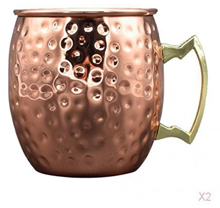 Xiaojikuaipao Doppelwandiges Moscow Mule Becher-Set, 590 ml, 100 % reine, massive Kupferbecher mit Messinggriffen, perfekt für Moscow Mule Cocktails und heiße Getränke, schwerer und langlebiger