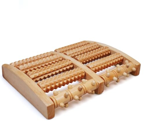 Fußmassageroller Holz Durchblutungsförderndes Fußmassagegerät Fußroller Holzroller Fußmassage Fersensporn Massagegerät Entspannung durch Triggerpunkt-für Vorbeugung & Linderung von Schmerzen