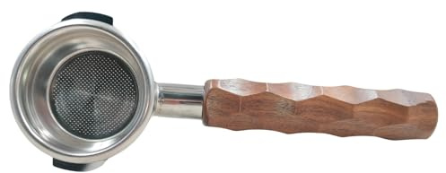 Gemini 58mm Bottomless Portafilter Walnut Handle & Naked Double Shot Filter Basket for Espresso Lovers - Perfect Fit For E61 Group Head 2 Ears - Compatible with Rocket,ECM,Flair 58 & More