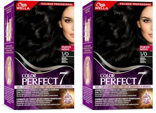 Wella Color Perfect - Tinte de Coloración Permanente para un Cabello Hidratado y Luminoso - Tono Negro Infinito (Paquete de 2)