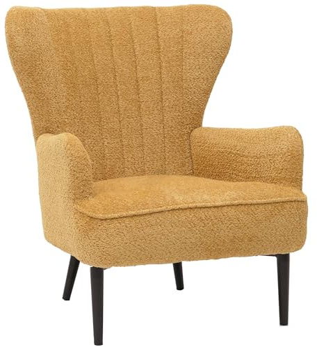 Mendler Lounge-Sessel HWC-K37 Stoff - gelb | Cocktail-/Ohrensessel, Polsterstuhl, Retro, Vintage, Chenille, (500g/m²), Öko-Tex