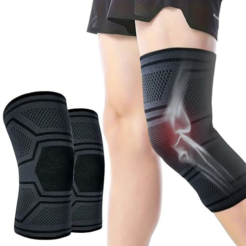 CJSME®️ Pack de 2 rodilleras de Compresión para Deporte y Terapia - Rodillera Fijadora de Rótula UNISEX, Ideal para Deportes, Artrosis y Lesiones. TALLA (M)