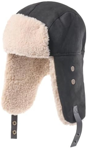 YUECIBAI Fliegermützen Männer Frauen Wind Dicht Winter Bomber Hüte Mit Schutzbrille Warme Ohren Klappe Thermische Schnee Kappe Schwarz