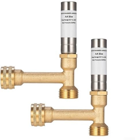 Honseadek 3/4 Inch Stainless Steel Washing Machine Water Hammer Arrestor Reduces Noise, Stops Noisy Banging Pipes Pipe Damage(2PCS)