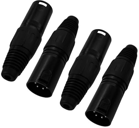 AUXBC 4Pcs 4 Pin XLR Male Plugs Connectors, 4 Pin XLR-M Plug Audio Mic Microphone Connector, Solder Type Replacement M-Plug Audio Socket, Microphone Audio Socket for High Conductivity