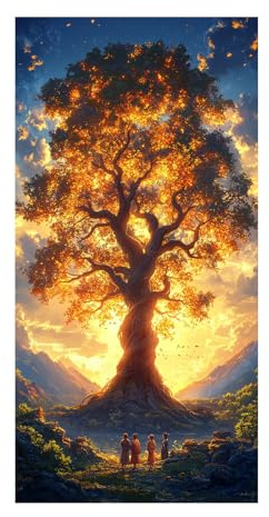 TODOAA Tableau Décoration Murale Salon arbre de vie Peintures, Peinture murale d’affiche d’arbre moderne Image sur Toile Murale pour Chambre- Maison Bain affiche Impression - 80x160cm Sans cadre