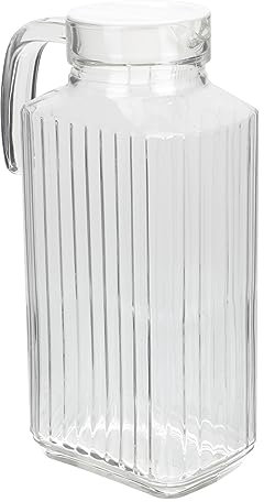 FONDOTIN Jarra De Vidrio Para Agua Fría De Contenedor De Jugo Elegante y Duradero Para Hogar y Oficina Para Bebidas Frías Té Helado y Diseño Clásico y Seguro Para Alimentos
