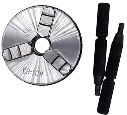 TBGCXJSV K01-63 Drehbank-Mini-Spannfutter, 3 Backen, Handspannfutter für die Holzbearbeitung mit Befestigungsgewinde, Schraubstange, selbstzentrierendes Drehbank-Spannfutter, Werkzeug, 63 mm