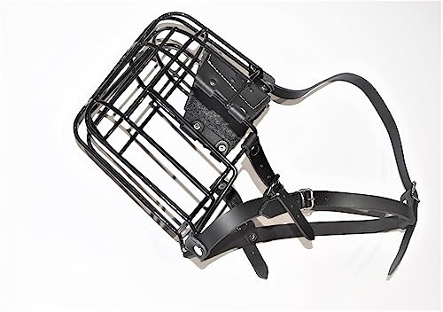 L&J Pets Uk Metall Maulkorb für Deutsche Dogge & ähnliche große Hunde – Sicher, Bequem & Verstellbar (D, Schwarz,Schwarz)