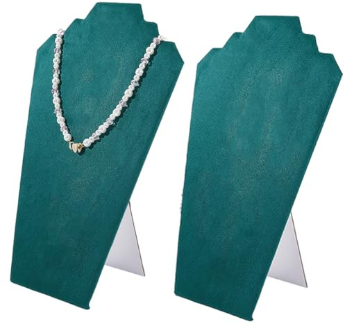 Beebeecraft 2 espositore per Collane In Cartone Organizer per Casa O Negozio (Verde Scuro)