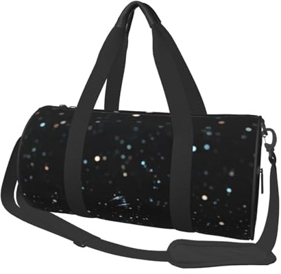 Sporttasche mit Flaschenmuschel, bedruckt, mit Nassfach und Schuhfach, Reisetasche, für Damen und Herren, Schwarz Glitter, Einheitsgröße, Reisetasche