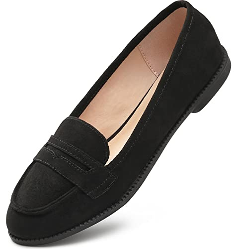 festooning Womens Loafers Flat Shoes Ladies Slip On Loafers for Womens Black Size 6
