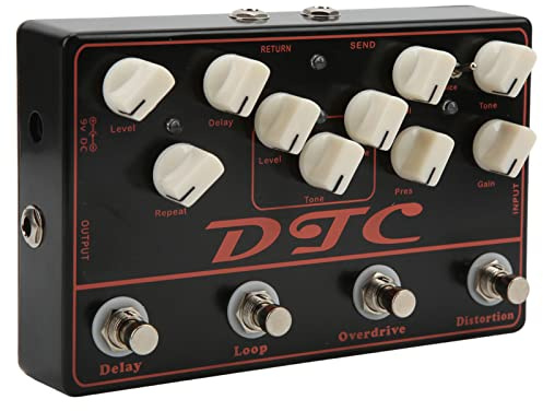 Yctze Pedal de Guitarra de 4 en Sintetizador con Distorsión, Overdrive, Demora y FX para Músicos