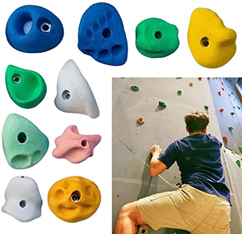 Klettergriffe aus Kunstharz mit Schrauben, 10 Stück, Premium-Schraub-Set für Anfänger, ideal für Innen- und Außen-Kletterwände